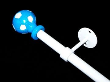 1.2m - 2.1m Extendable Eyelet Ceiling Curtain Pole with BLUE FOOTBALL Finials
