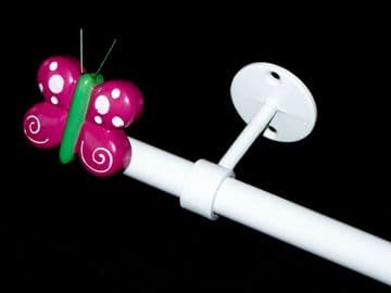 1.2m - 2.1m Extendable Eyelet Ceiling Curtain Pole with BUTTERFLY Finials