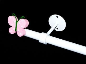 1.2m - 2.1m Extendable Eyelet Ceiling Curtain Pole with BUTTERFLY2 Finials
