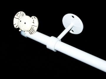 1.2m - 2.1m Extendable Eyelet Ceiling Curtain Pole with ELEPHANT Finials