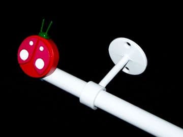 1.2m - 2.1m Extendable Eyelet Ceiling Curtain Pole with LADYBIRD Finials