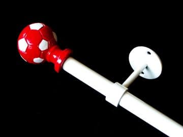 1.2m - 2.1m Extendable Eyelet Ceiling Curtain Pole with RED FOOTBALL Finials