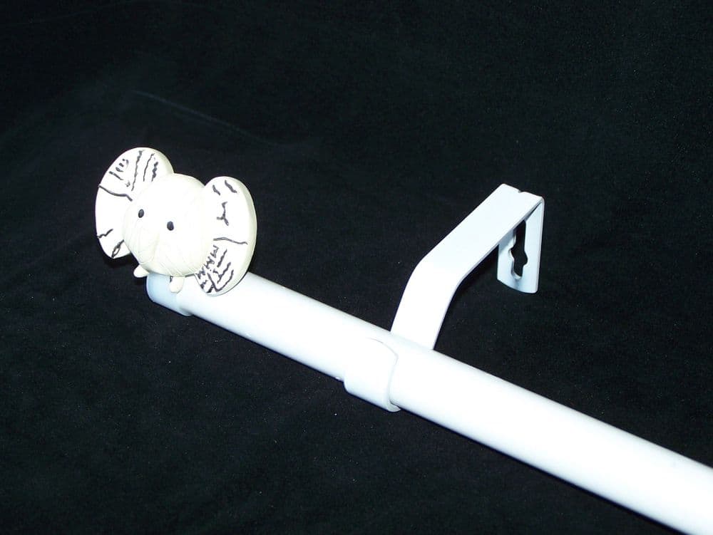 1 2m 2 1m Extendable Eyelet Curtain Pole with ELEPHANT Finials