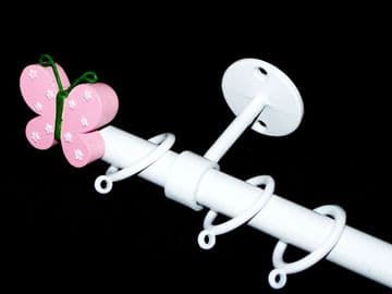 1.2m - 2m Childrens Extendable Ceiling Curtain Pole with BUTTERFLY Finials
