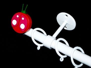1.2m - 2m Childrens Extendable Ceiling Curtain Pole with LADYBIRD Finials