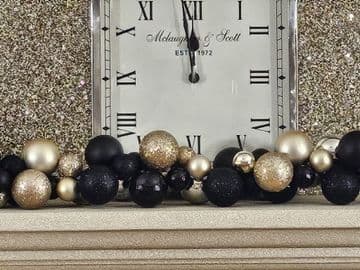 1.8m / 2.7m Black & Champagne Mixed Bauble Christmas Garland