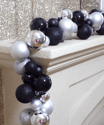 1.8m / 2.7m Black & Silver Mixed Bauble Christmas Garland
