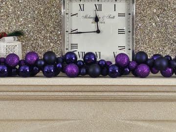 1.8m / 2.7m Deep Purple Mixed Bauble Christmas Garland