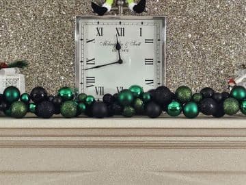 1.8m / 2.7m Green & Black Mixed Bauble Christmas Garland