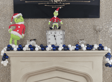 1.8m / 2.7m Navy Blue & White Mixed Bauble Christmas Garland