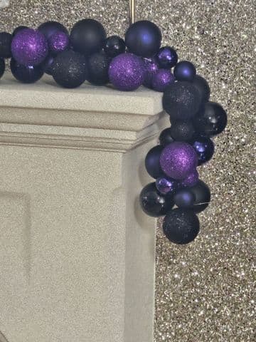 1.8m / 2.7m Purple & Black Mixed Bauble Christmas Garland