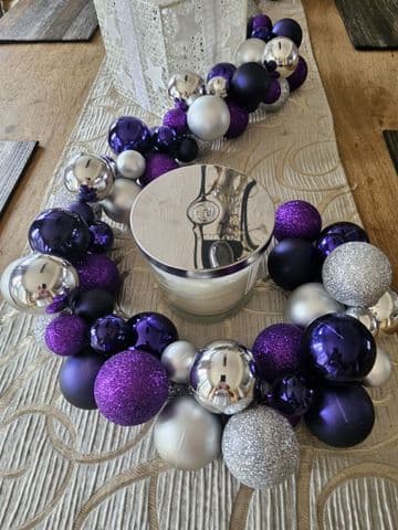 1.8m / 2.7m Purple & Silver Mixed Bauble Christmas Garland