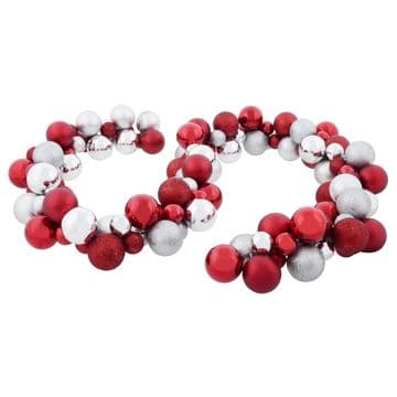 1.8m / 2.7m Red & Silver Mixed Bauble Christmas Garland