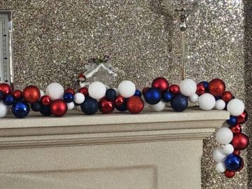 1.8m / 2.7m Red White & Blue Mixed Bauble Christmas Garland