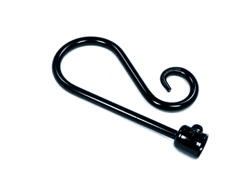 10/14mm Gloss Black Scroll Cafe Curtain Pole Finials