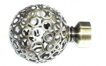 16/19mm Antique Brass Circle Ball Curtain Pole Finials