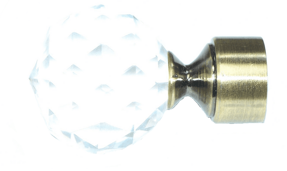 16 19mm Antique Brass Crystal Ball Curtain Pole Finials