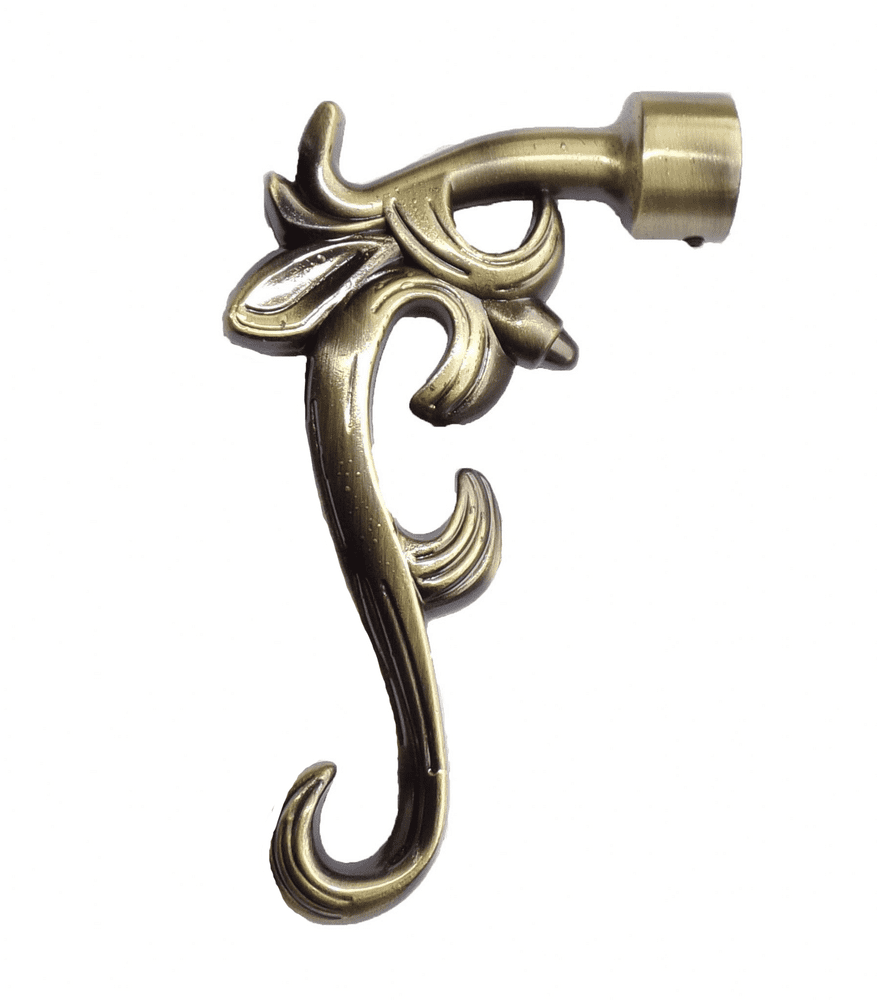 16/19mm Antique Brass Drop Swirl Leaf Curtain Pole Finials