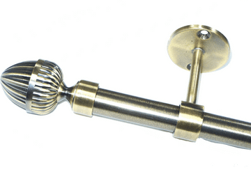 16/19mm Antique Brass Extendable Eyelet Ceiling Curtain Pole with Acorn Finials 1.2m - 2.1m