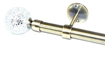 16/19mm Antique Brass Extendable Eyelet Ceiling Curtain Pole with Mosaic Finials 1.2m - 2.1m