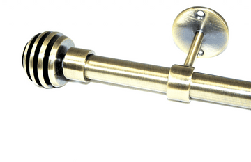 16/19mm Antique Brass Extendable Eyelet Ceiling Curtain Pole with Sliced Ball Finials 1.2m - 2.1m