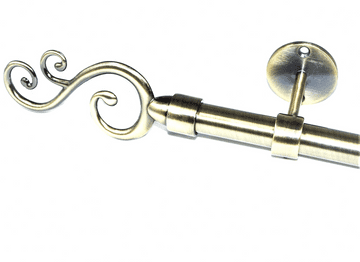 16/19mm Antique Brass Extendable Eyelet Ceiling Curtain Pole with Swirl Finials 1.2m - 2.1m
