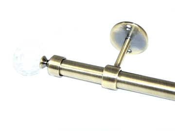 16/19mm Antique Brass Extendable Eyelet Ceiling Pole with Crystal Ball Finials 1.2m - 2.1m