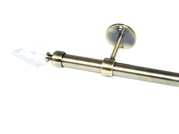 16/19mm Antique Brass Extendable Eyelet Ceiling Pole with Crystal Spear Finials 1.2m - 2.1m