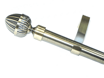 16/19mm Antique Brass Extendable Eyelet Curtain Pole with Acorn Finials 1.2m - 2.1m