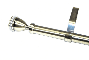 16/19mm Antique Brass Extendable Eyelet Curtain Pole with Diamante Trophy Finials 1.2m - 2.1m