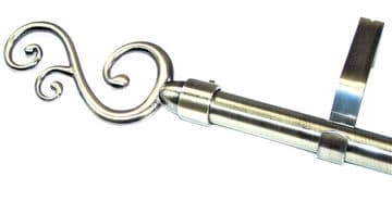 16/19mm Antique Brass Extendable Eyelet Curtain Pole with Swirl Finials 1.2m - 2.1m
