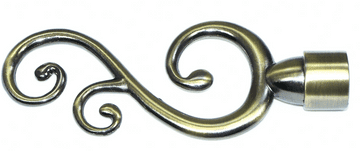16/19mm Antique Brass Swirl Curtain Pole Finials