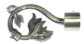 16/19mm Antique Brass Swirl Leaf Curtain Pole Finials