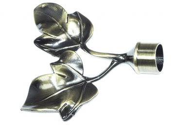 16/19mm Antique Brass Twin Leaf Curtain Pole Finials