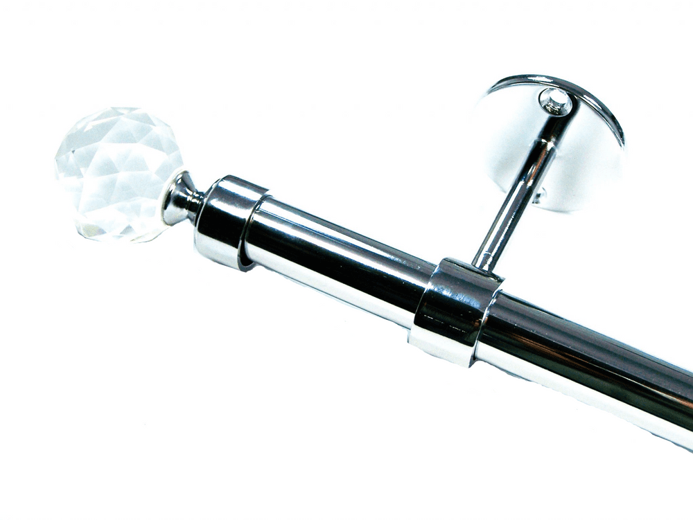 16/19mm Chrome 1 2m - 2m Eyelet Extendable Ceiling Pole Crystal Ball ...