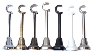 16/19mm Ex Long Curtain Pole Wall Bracket Chrome Brass White Graphite Black Steel