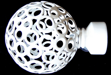 16/19mm Gloss White Circle Ball Curtain Pole Finials