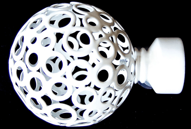 16/19mm Gloss White Circle Ball Curtain Pole Finials