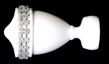 16/19mm Gloss White Diamante Trophy Curtain Pole Finials