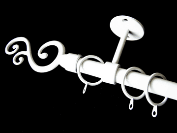 16 /19mm Gloss White Extendable Ceiling Curtain Pole with Swirl Finials 1.2m - 2.1m
