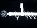 16/19mm Gloss White Extendable Curtain Pole System Crystal Ball Finials 1.2m - 2m