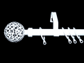 16/19mm Gloss White Extendable Curtain Pole with Circle Ball Finials 1.2m - 2.1m
