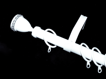 16/19mm Gloss White Extendable Curtain Pole with Diamante Trophy Finials 1.2m - 2.1m