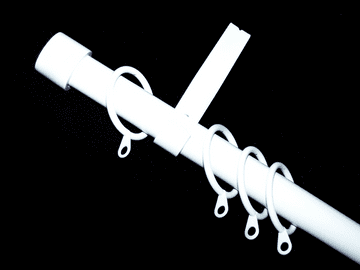 16/19mm Gloss White Extendable Curtain Pole with End Cap Finials 1.2m - 2.1m