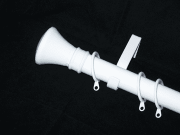 16/19mm Gloss White Extendable Curtain Pole with Glider Rings Hammerhead Finials 1.2m - 2.1m