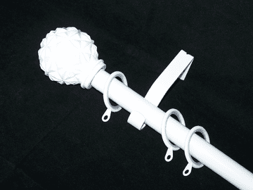 16/19mm Gloss White Extendable Curtain Pole with Glider Rings & Spike Ball Finials 1.2m - 2.1m