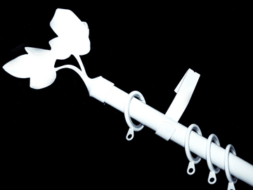 16/19mm Gloss White Extendable Curtain Pole with Glider Rings & Twin Leaf Finials 1.2m - 2.1m