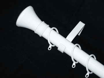 16 /19mm Gloss White Extendable Curtain Pole with Hammerhead Finials 1.2m - 2.1m