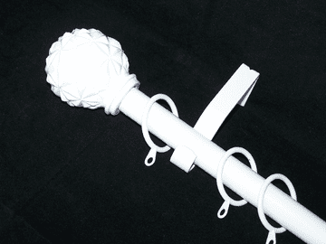 16 /19mm Gloss White Extendable Curtain Pole with Spike Ball Finials 1.2m - 2.1m