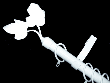 16/19mm Gloss White Extendable Curtain Pole with Twin Leaf Finials 1.2m - 2.1m